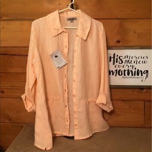 Flax linen top - peach - size small